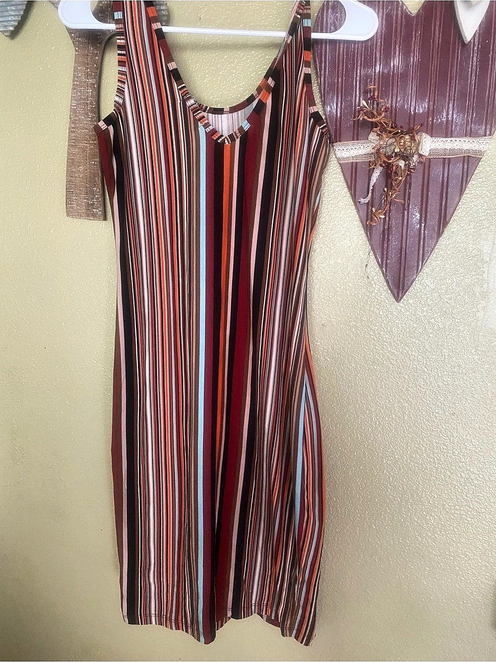 Striped Midi Dress in Red & Black stretchy dress